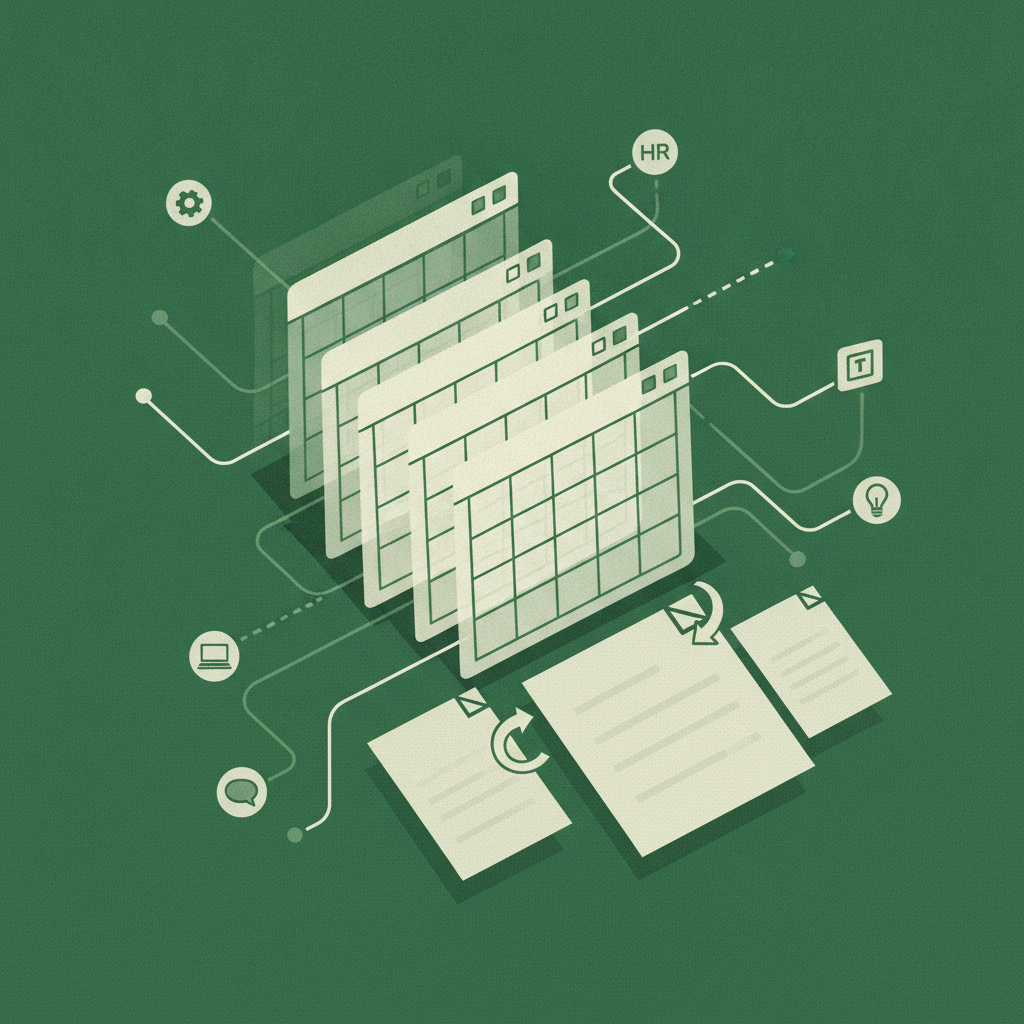 Editorial illustration for new hire question routing map